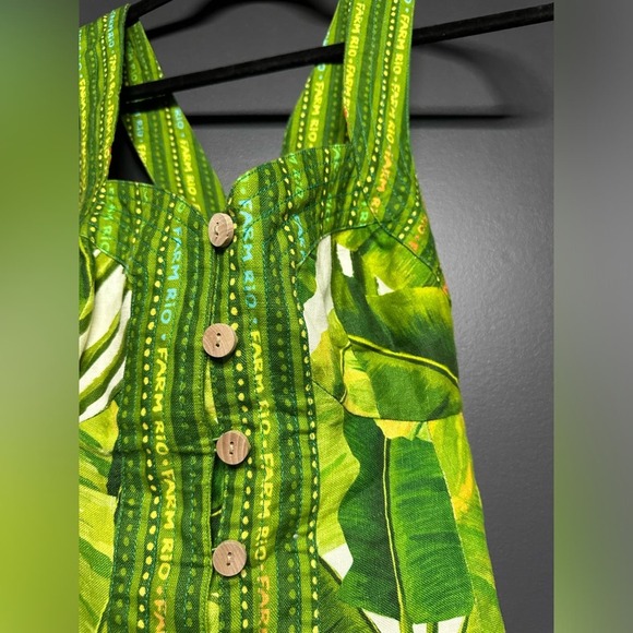 NWOT Farm Rio Fresh Forest Scarf Sweetheart-Neck Mini Dress M - Picture 2 of 5